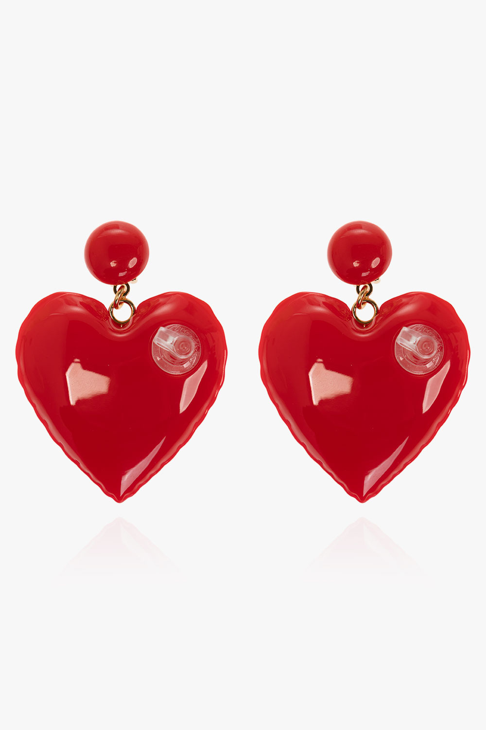 Red Inflatable heart charm earrings Moschino Vitkac GB